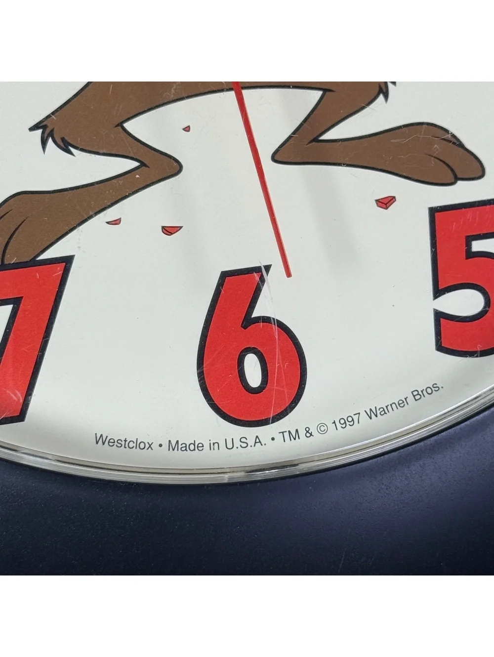 Vintage 1997 Looney Tunes Taz Wall Clock Westclox Warner Bros 11.5” USA